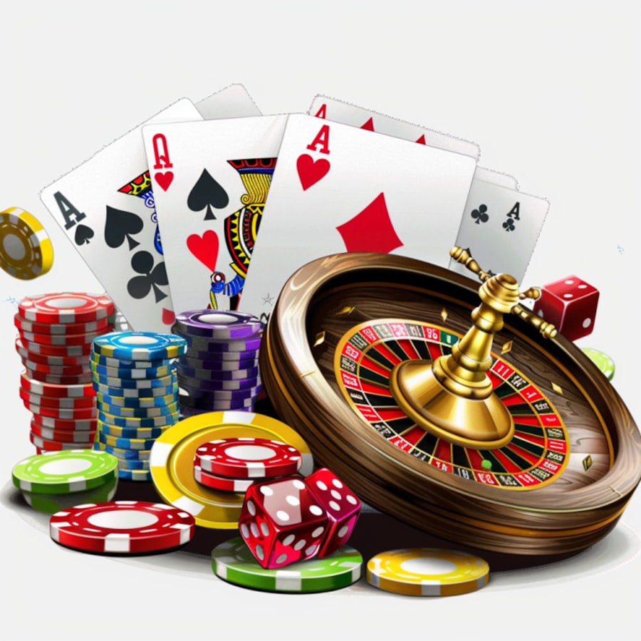 Tumpukan chip poker dan kartu